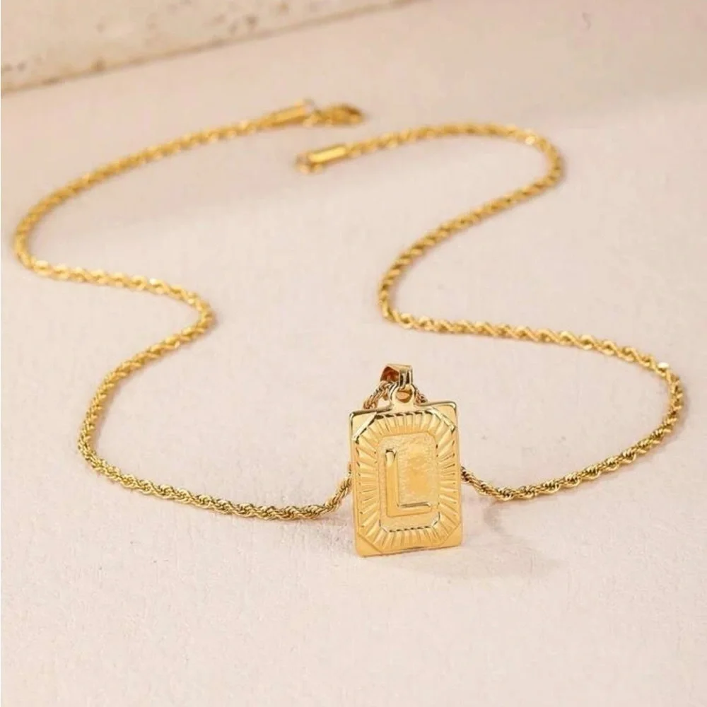 925 Sterling Silver Gold Initial Necklace Letter
